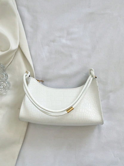 Solid Color Minimalist & Elegant Embossed Shoulder Bag