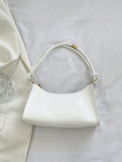 Solid Color Minimalist & Elegant Embossed Shoulder Bag