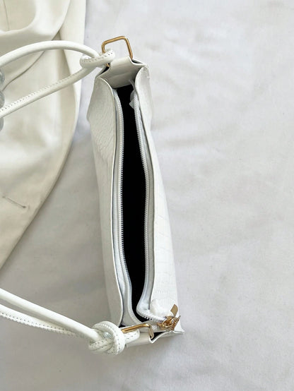 Solid Color Minimalist & Elegant Embossed Shoulder Bag