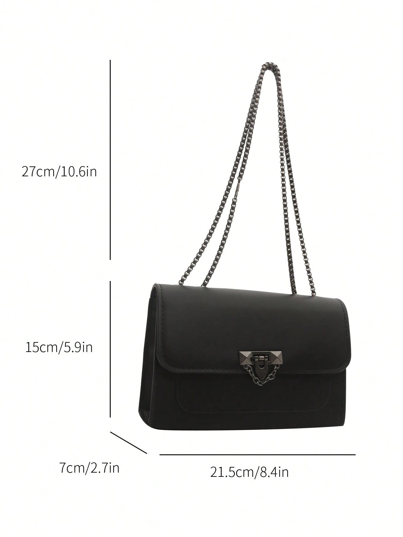 1pc Minimalist Fashion Indentation Diamond Shape Square Bag Lock Closure Flap Opening Metal Chain Shoulder Bag Suitable For Women's Daily Casual Use