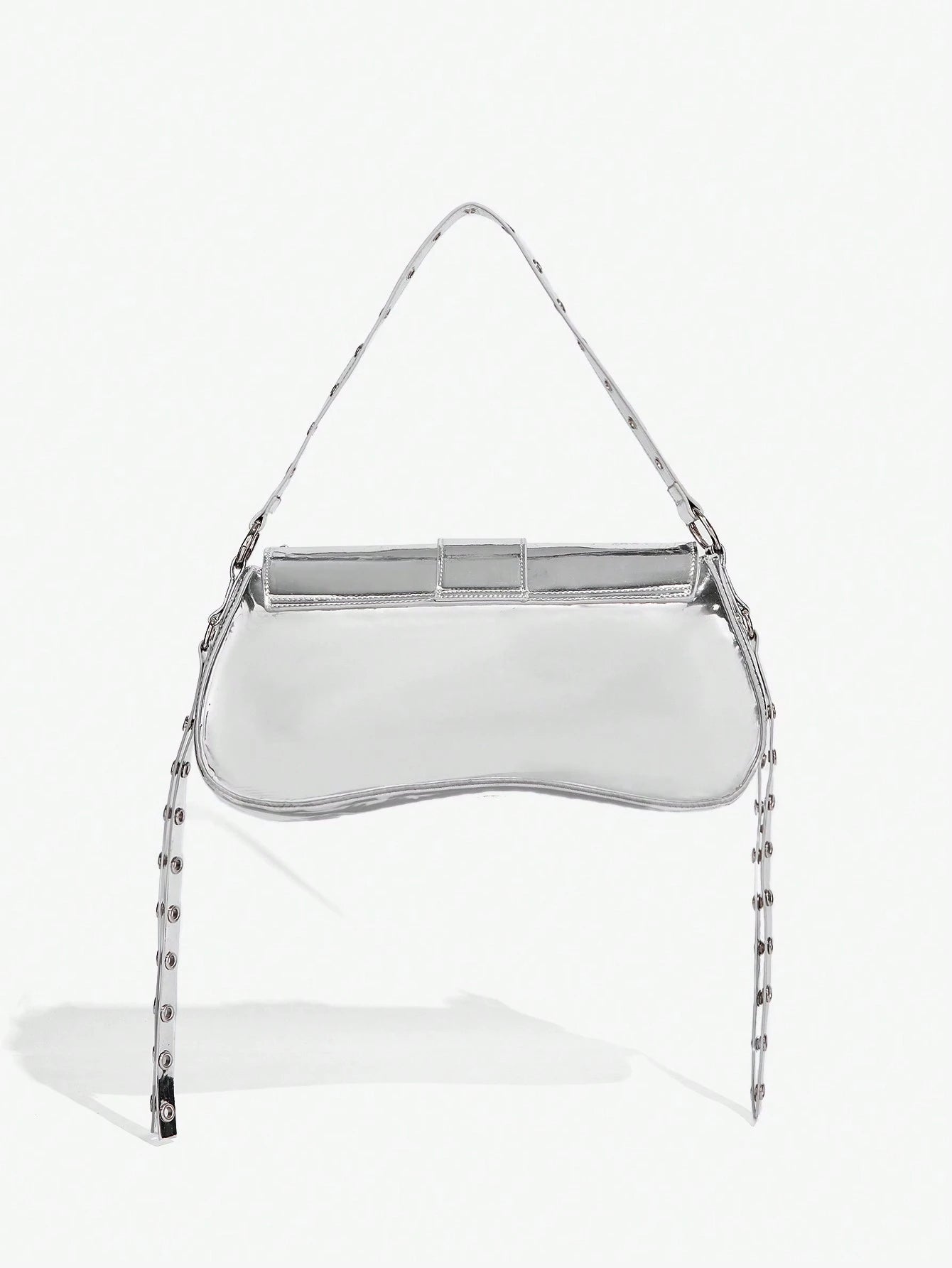 SHEIN X Lucía Bellido SHEIN SXY Fashionable Black Stud Shoulder Bag For Women, Versatile, Shopping Bag, Cool, Street Bag, Teenagers