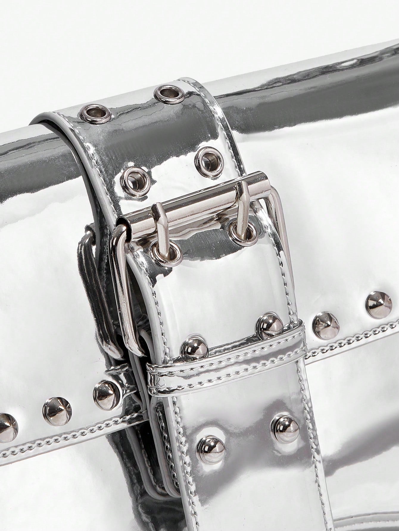 SHEIN X Lucía Bellido SHEIN SXY Fashionable Black Stud Shoulder Bag For Women, Versatile, Shopping Bag, Cool, Street Bag, Teenagers