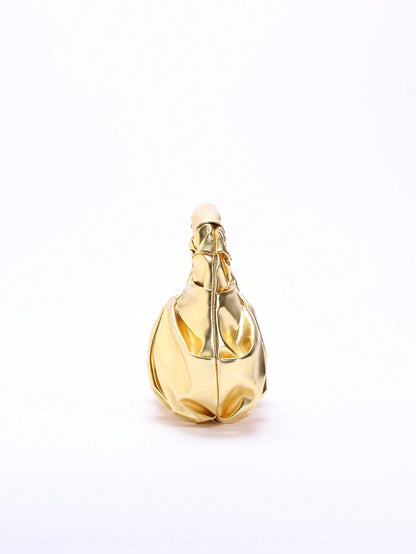 2024 Spring New Arrival Women Handbag, One Piece Of Solid Color Pearl Glossy PU Cloud Bag, Fashionable And Concise Stitching Design With Elegant Elegant For Lady, Foldable And Wrinkled Bag Style.