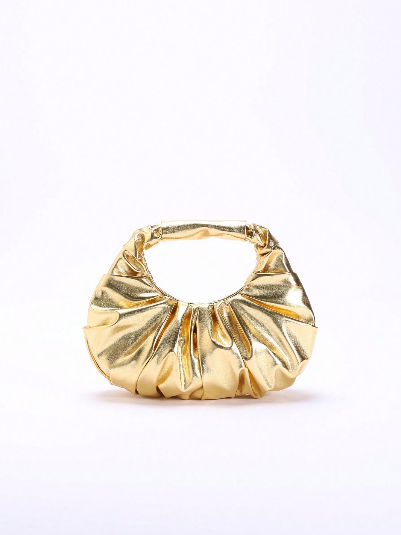 2024 Spring New Arrival Women Handbag, One Piece Of Solid Color Pearl Glossy PU Cloud Bag, Fashionable And Concise Stitching Design With Elegant Elegant For Lady, Foldable And Wrinkled Bag Style.