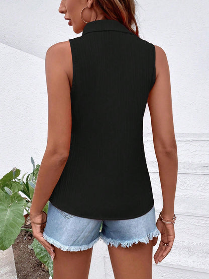 EMERY ROSE Sleeveless Button-Up Minimalist Casual Blouse Women Shirt