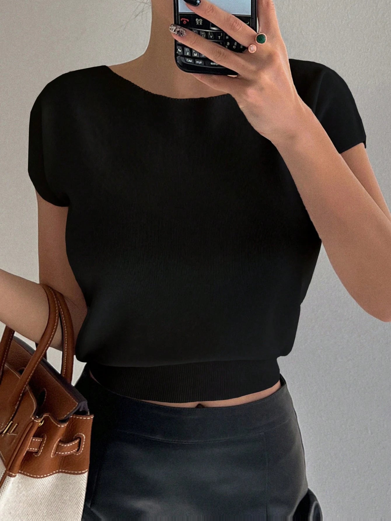 Livesso Solid Color Slim Fit Short Sleeve Knitted Top For Women Summer,Teacher Outfits