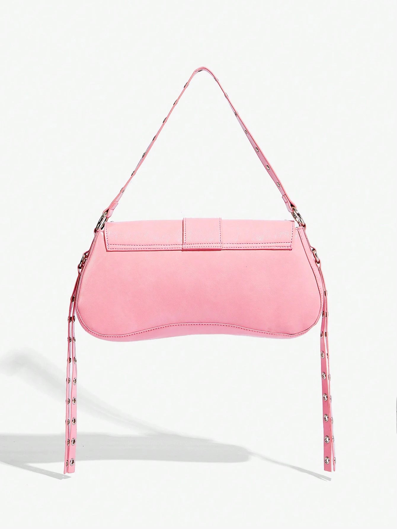 SHEIN X Lucía Bellido SHEIN SXY Fashionable Black Stud Shoulder Bag For Women, Versatile, Shopping Bag, Cool, Street Bag, Teenagers