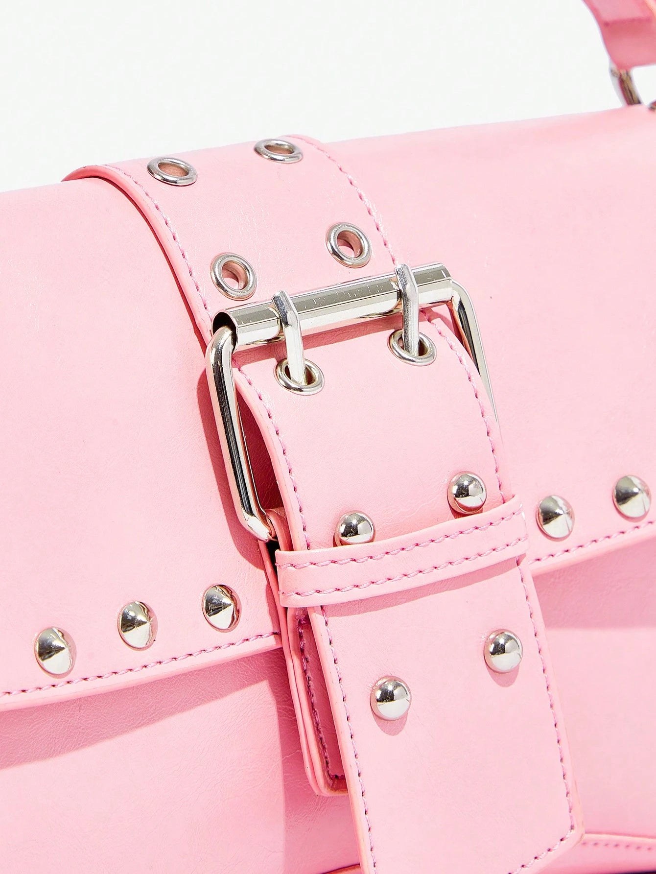 SHEIN X Lucía Bellido SHEIN SXY Fashionable Black Stud Shoulder Bag For Women, Versatile, Shopping Bag, Cool, Street Bag, Teenagers