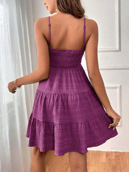 Soleia WYWH Women Spring Break Solid Ruffle Hem Cami Blue Dress,Summer Dresses For Women