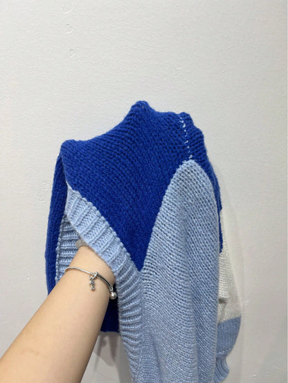 Flirla Colorblock Drop Shoulder Duster Cardigan,Long Sleeve Tops Fall Winter Cloth For Women