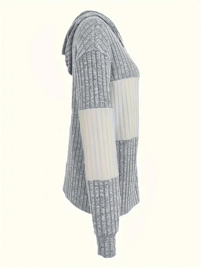 INAWLY Women's Spring And Autumn Casual Color Blocking Drawstring Hooded Jacket Fall Winter Cloth For Women