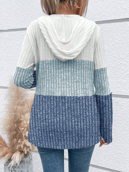 EMERY ROSE Ladies' Color Blocking Drawstring T-Shirt Graphic Tees Women Tops Fall Cloth For Women