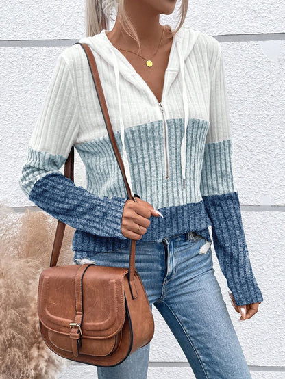 EMERY ROSE Ladies' Color Blocking Drawstring T-Shirt Graphic Tees Women Tops Fall Cloth For Women