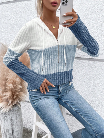 EMERY ROSE Ladies' Color Blocking Drawstring T-Shirt Graphic Tees Women Tops Fall Cloth For Women