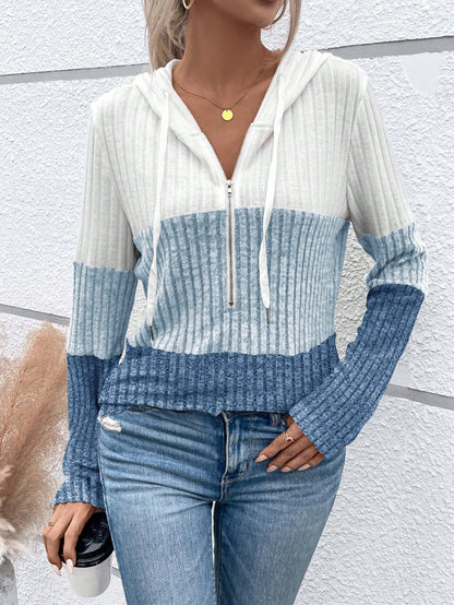 EMERY ROSE Ladies' Color Blocking Drawstring T-Shirt Graphic Tees Women Tops Fall Cloth For Women