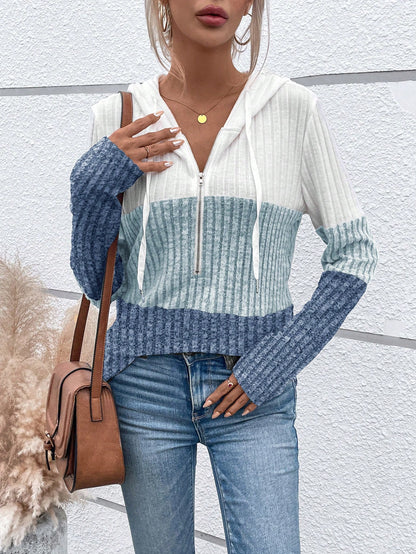 EMERY ROSE Ladies' Color Blocking Drawstring T-Shirt Graphic Tees Women Tops Fall Cloth For Women