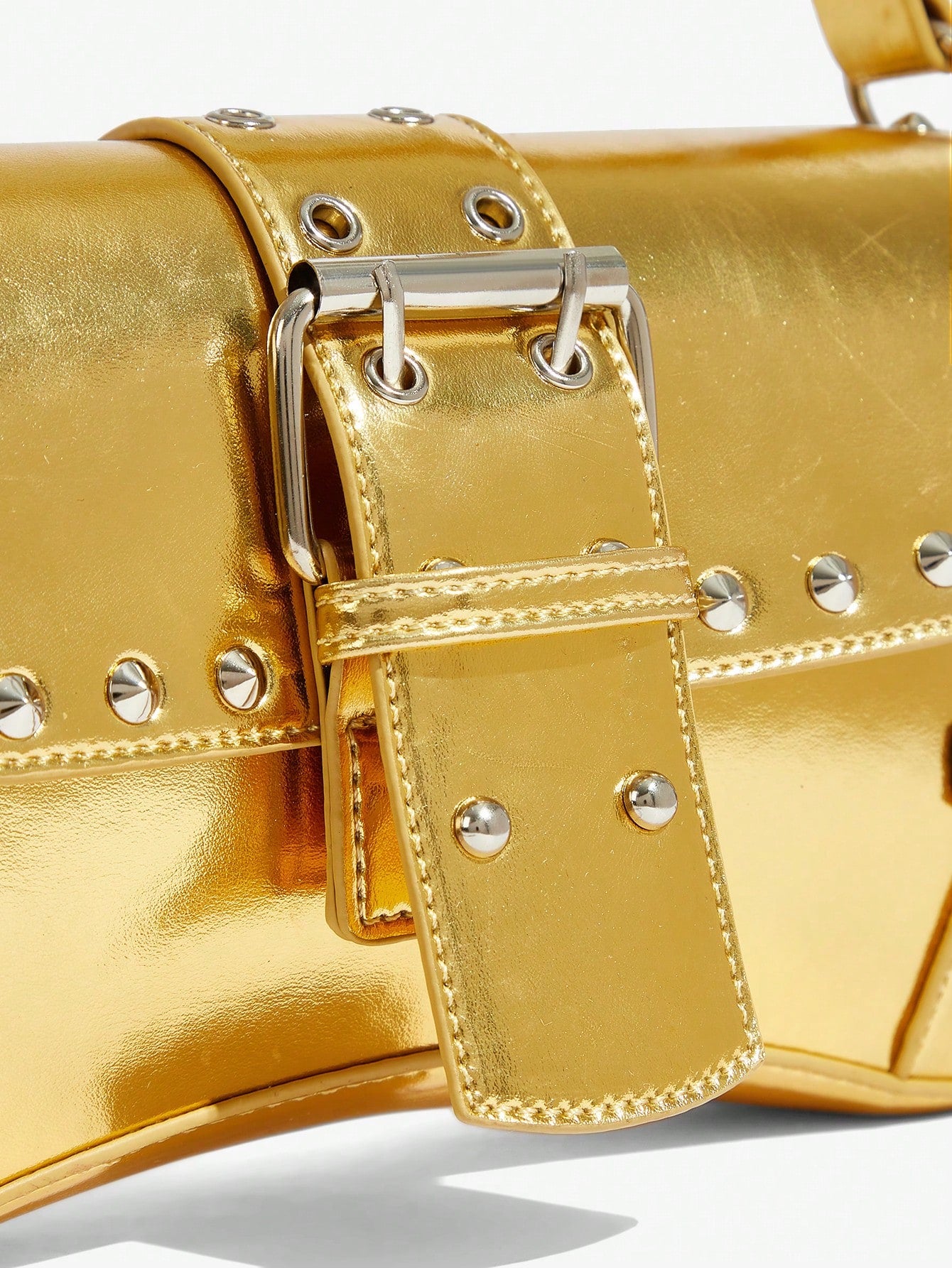 SHEIN X Lucía Bellido SHEIN SXY Fashionable Black Stud Shoulder Bag For Women, Versatile, Shopping Bag, Cool, Street Bag, Teenagers