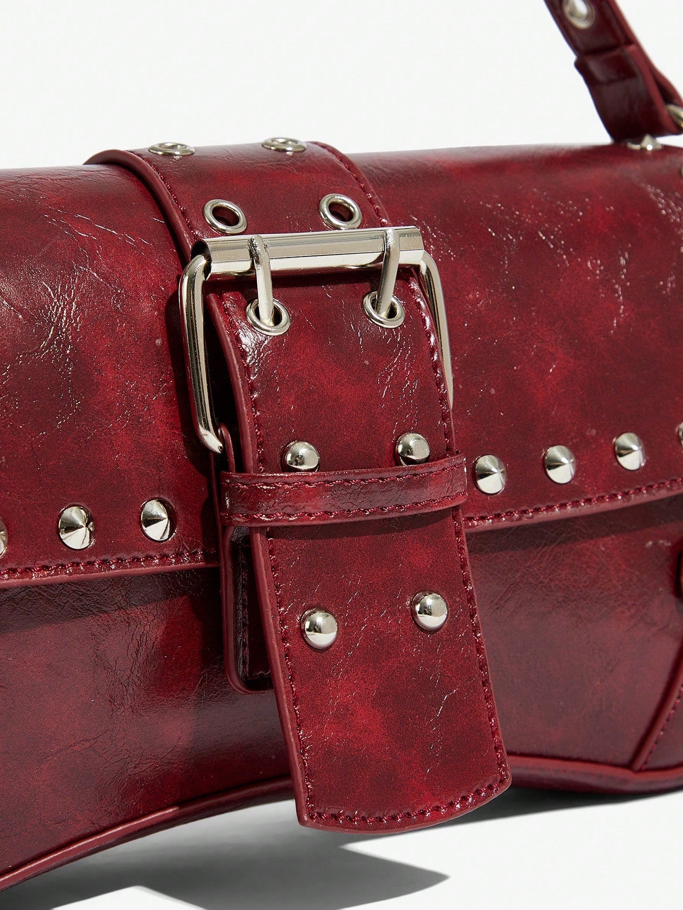 SHEIN X Lucía Bellido SHEIN SXY Fashionable Black Stud Shoulder Bag For Women, Versatile, Shopping Bag, Cool, Street Bag, Teenagers