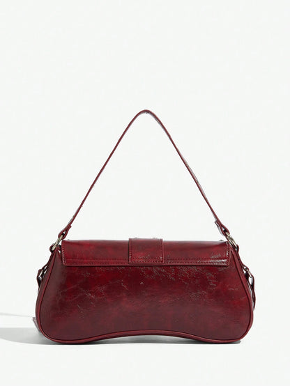 SHEIN X Lucía Bellido SHEIN SXY Fashionable Black Stud Shoulder Bag For Women, Versatile, Shopping Bag, Cool, Street Bag, Teenagers