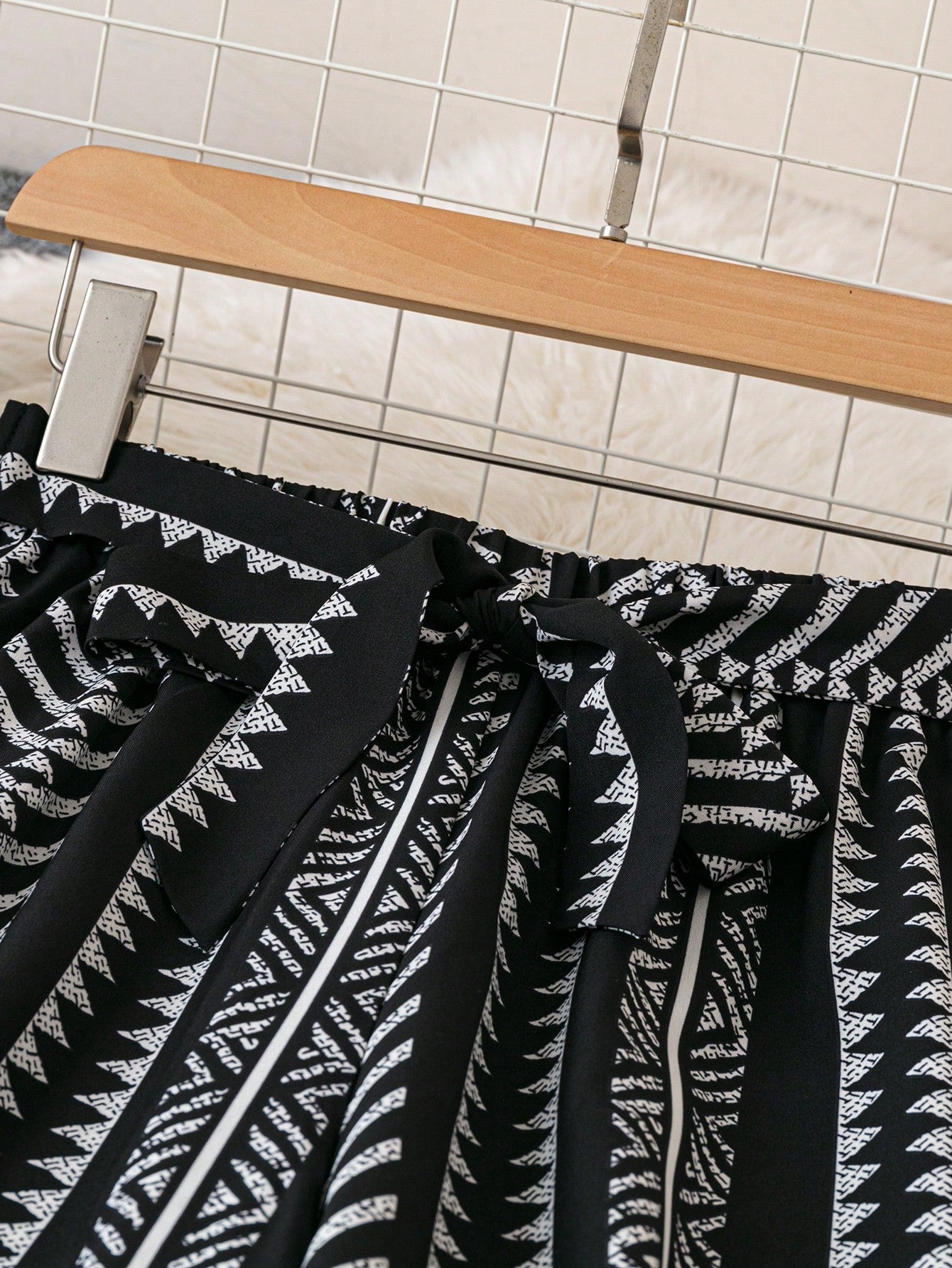 Breezaya Allover Print Belted Wide Leg Casual Vacation Pants Fall Cloth For Women