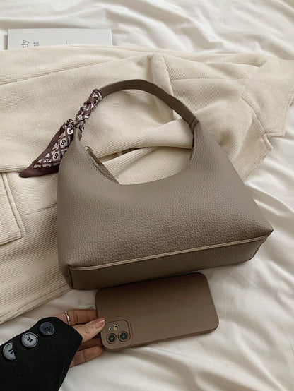 Minimalist Women's Shoulder Bag With Scarf