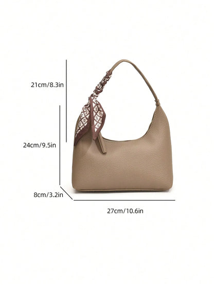 Minimalist Women's Shoulder Bag With Scarf