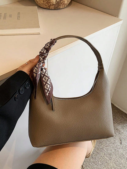 Minimalist Women's Shoulder Bag With Scarf