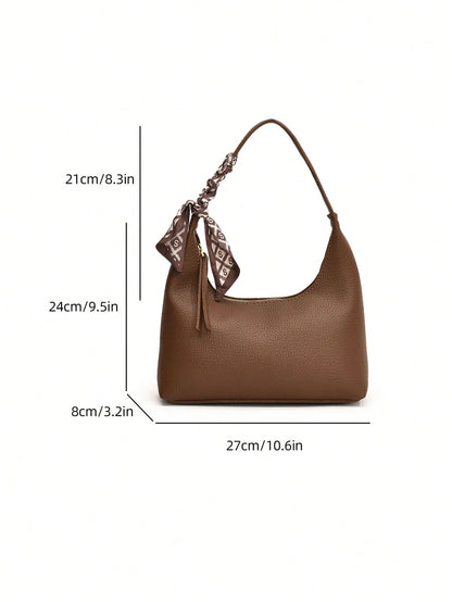 Minimalist Women's Shoulder Bag With Scarf