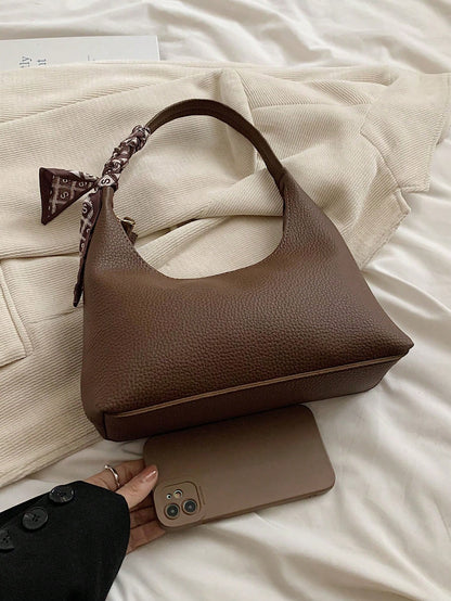 Minimalist Women's Shoulder Bag With Scarf