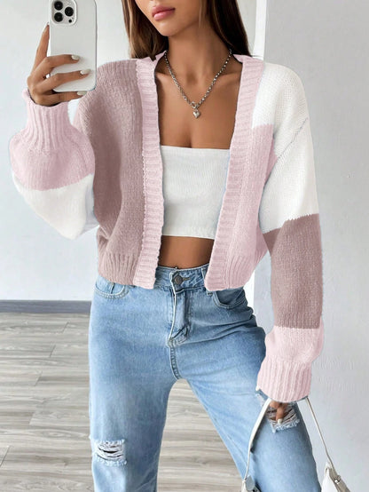 Flirla Colorblock Drop Shoulder Duster Cardigan,Long Sleeve Tops Fall Winter Cloth For Women