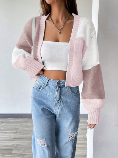 Flirla Colorblock Drop Shoulder Duster Cardigan,Long Sleeve Tops Fall Winter Cloth For Women