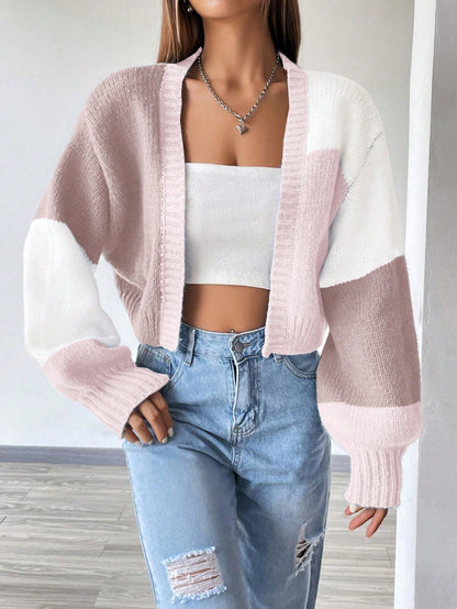 Flirla Colorblock Drop Shoulder Duster Cardigan,Long Sleeve Tops Fall Winter Cloth For Women