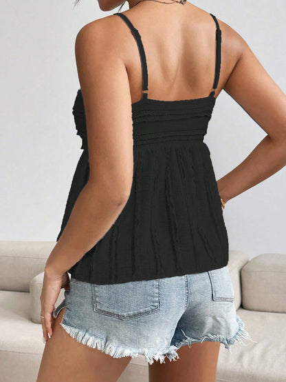 Roylia Women's Casual Solid Color Textured Camisole, Summer