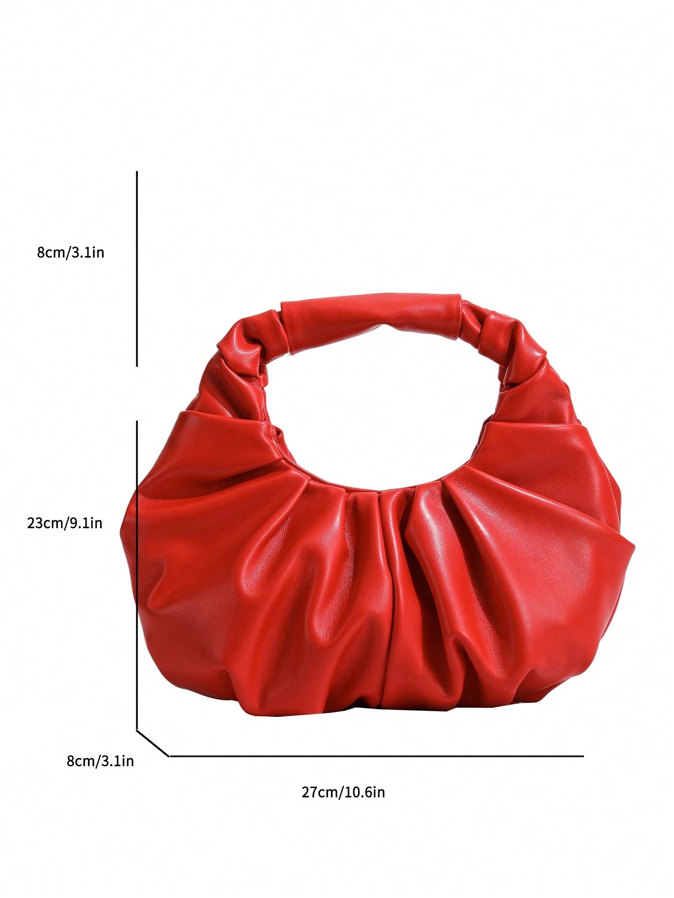 2024 New Style Cloud-Shaped Ruched Orange Bag, Handheld Bag, Versatile Casual Women's Bag, Crescent-Shaped Clutch Bag