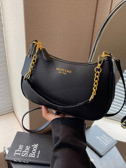 1pc Solid Color PU Leather Shoulder Bag For Women, Versatile Crossbody Bag For Commuting, Adjustable Shoulder Strap