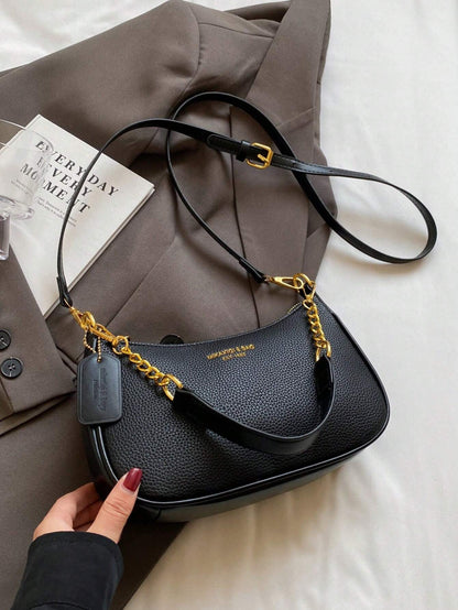 1pc Solid Color PU Leather Shoulder Bag For Women, Versatile Crossbody Bag For Commuting, Adjustable Shoulder Strap