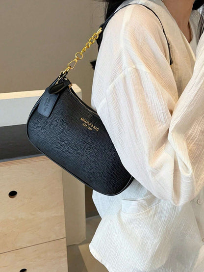 1pc Solid Color PU Leather Shoulder Bag For Women, Versatile Crossbody Bag For Commuting, Adjustable Shoulder Strap