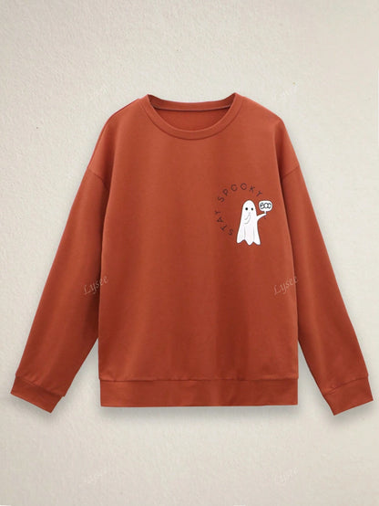 Halloween Casual Women's Round Neck Fashion Long Sleeve Letter Print Sweatshirt