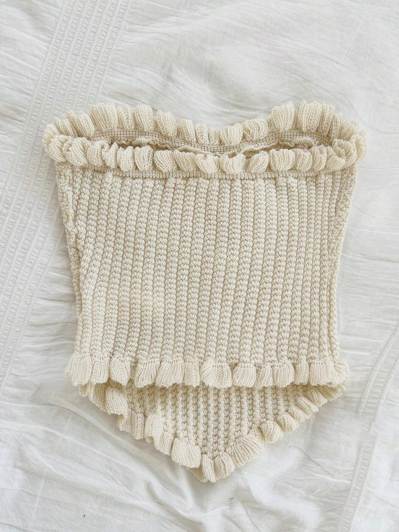 Soleia Women's Button Decor Fashion Casual Ruffle Hem Knitted Camisole Top,Going Out Top