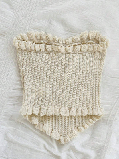 Soleia Women's Button Decor Fashion Casual Ruffle Hem Knitted Camisole Top,Going Out Top