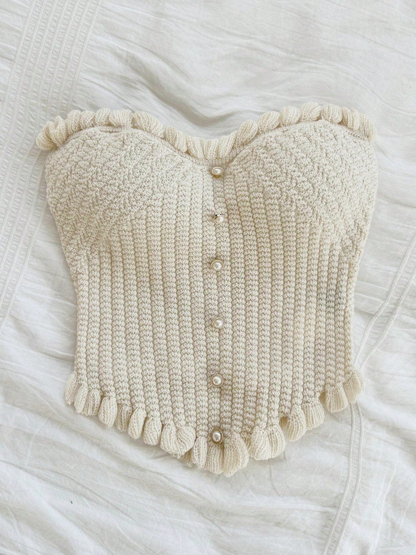 Soleia Women's Button Decor Fashion Casual Ruffle Hem Knitted Camisole Top,Going Out Top