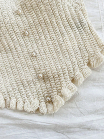 Soleia Women's Button Decor Fashion Casual Ruffle Hem Knitted Camisole Top,Going Out Top