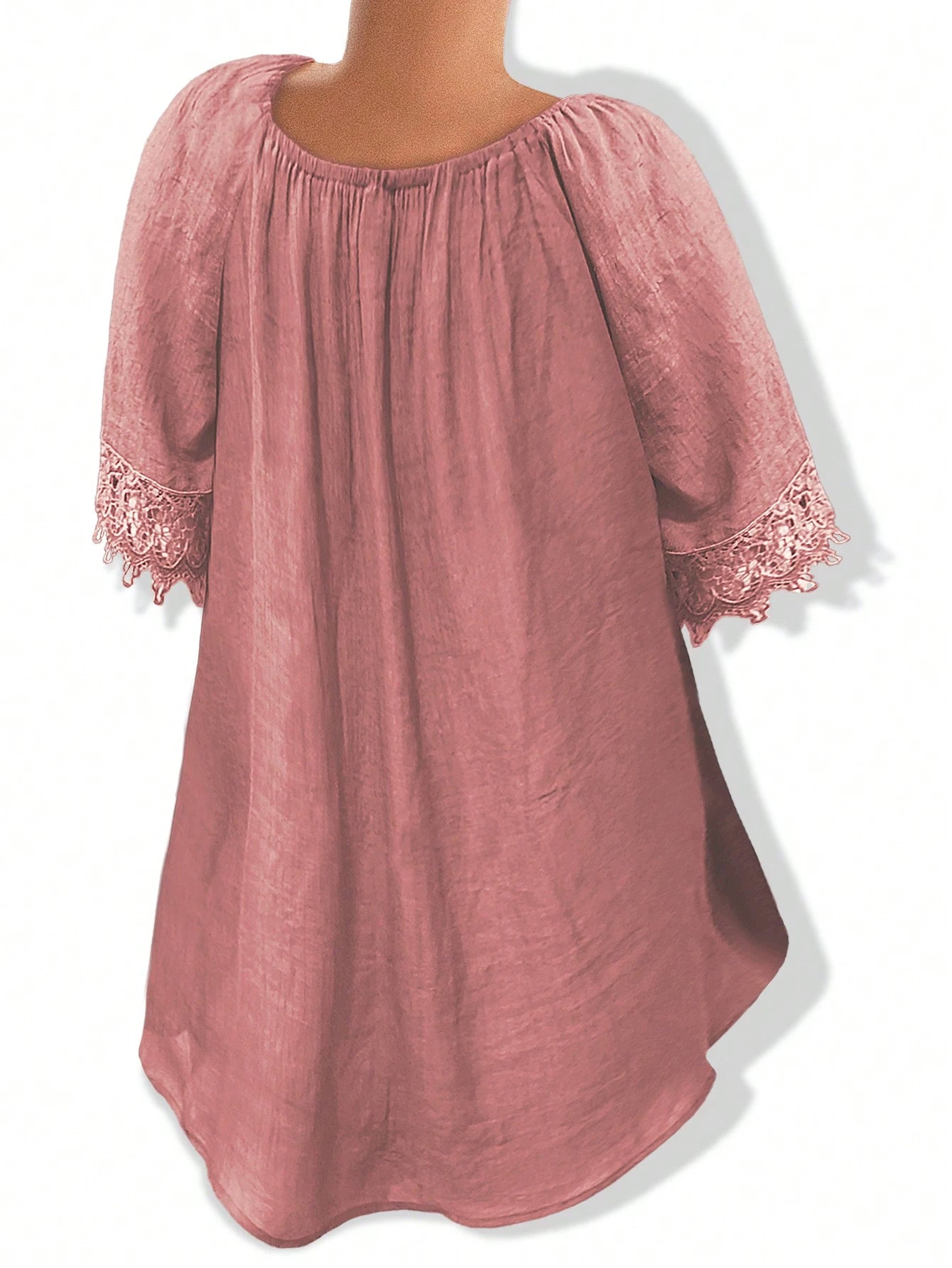 EMERY ROSE Women Plain Short Sleeve Ruffle Detail Casual Blouse, Everyday Wear