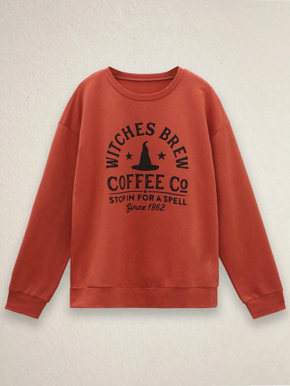 Halloween Casual Women's Round Neck Fashion Long Sleeve Letter Print Sweatshirt