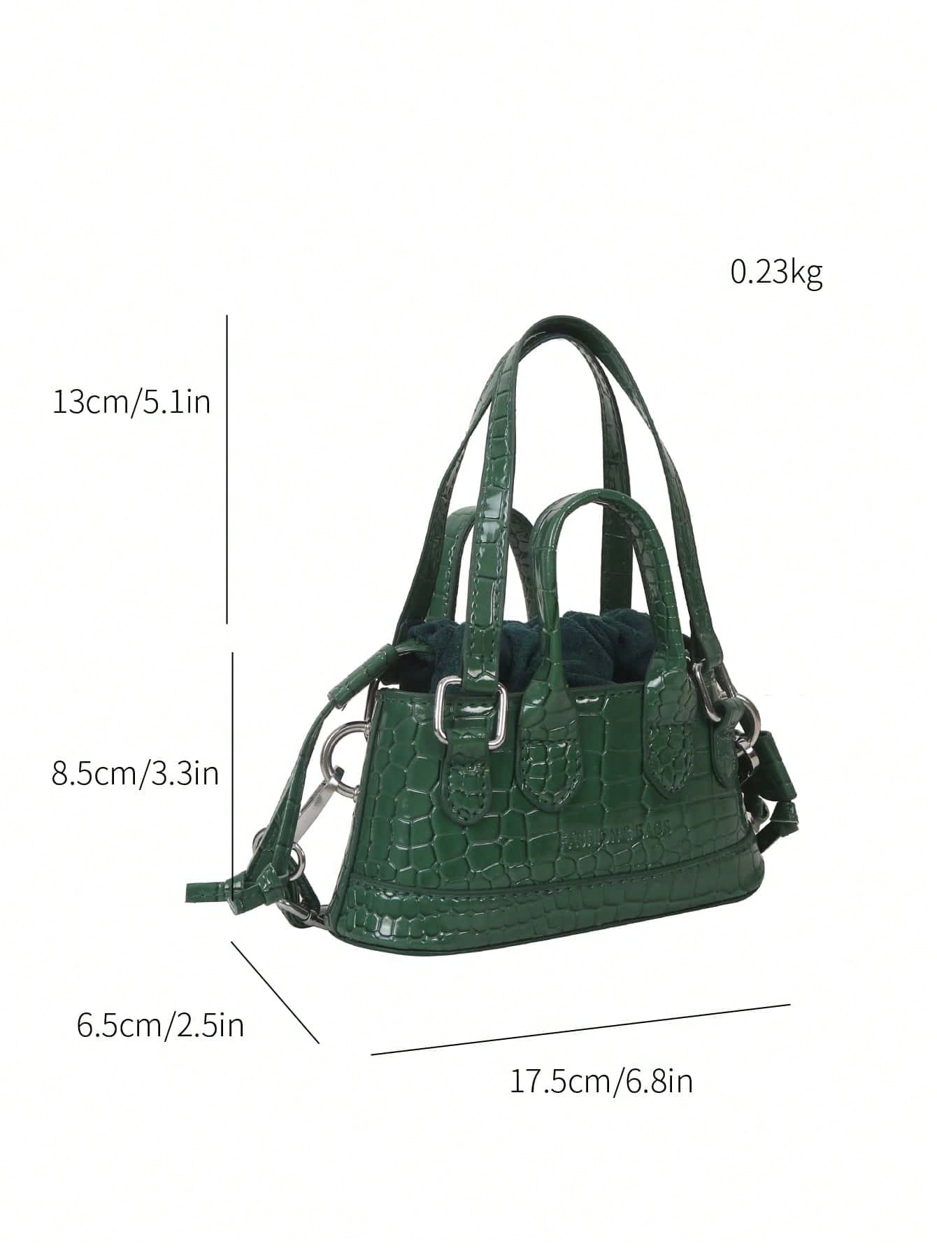 Crocodile Embossed Bucket Bag Mini Drawstring Design Funky