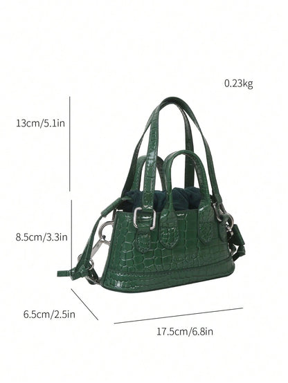 Crocodile Embossed Bucket Bag Mini Drawstring Design Funky