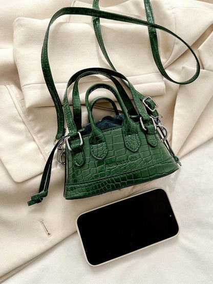 Crocodile Embossed Bucket Bag Mini Drawstring Design Funky