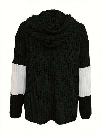 INAWLY Women's Spring And Autumn Casual Color Blocking Drawstring Hooded Jacket Fall Winter Cloth For Women