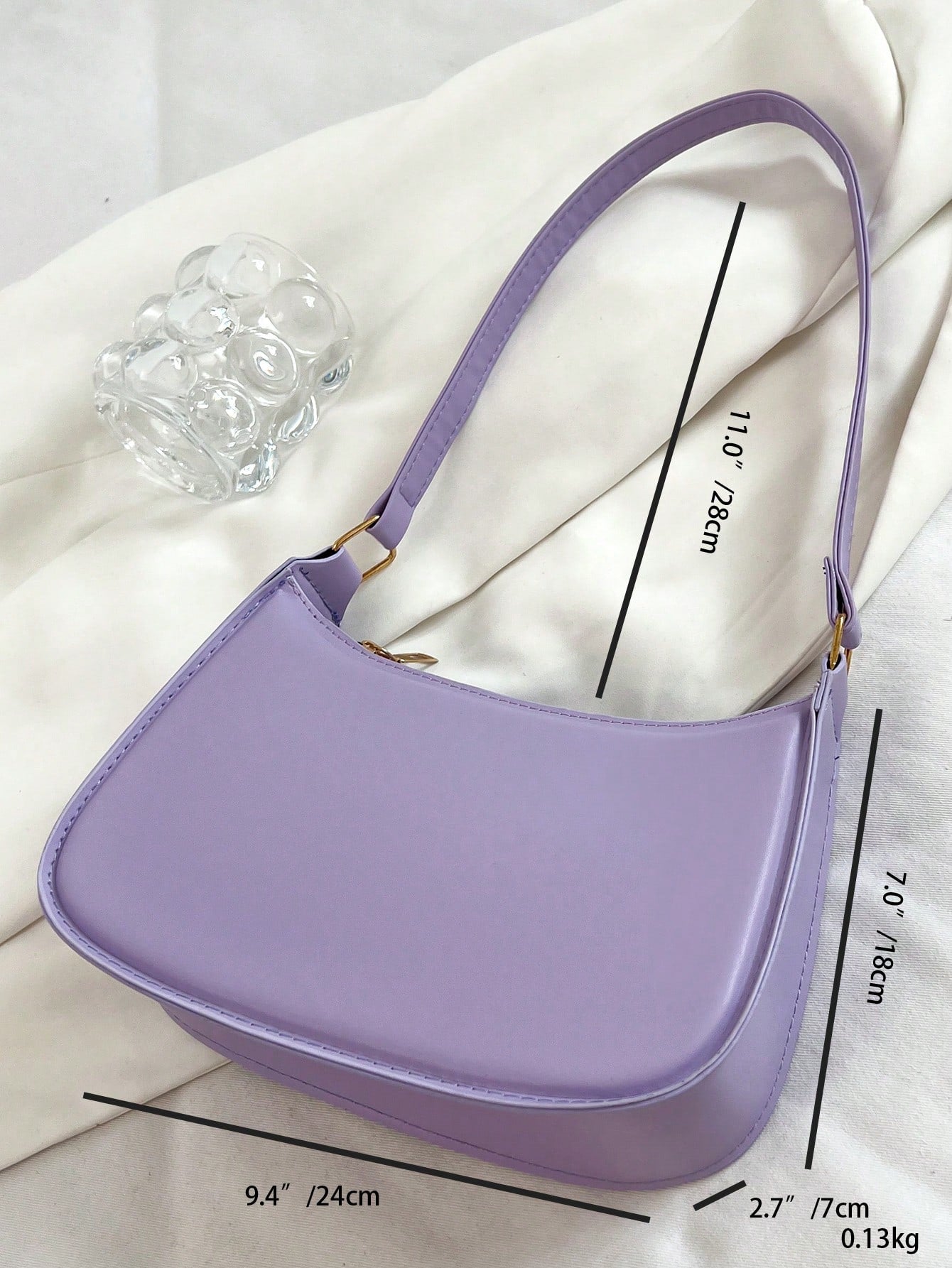 Solid Color Minimalist & Elegant Embossed Shoulder Bag