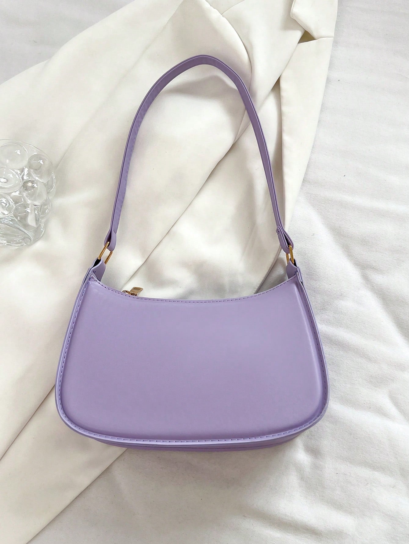 Solid Color Minimalist & Elegant Embossed Shoulder Bag